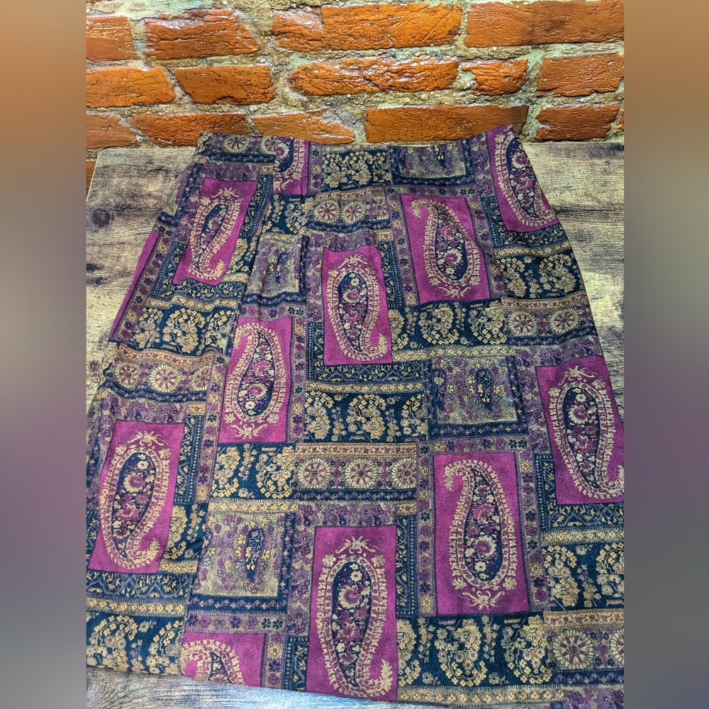 Vintage Deadstock NWT Witchy Paisley Knee Length Skirt Size 12P